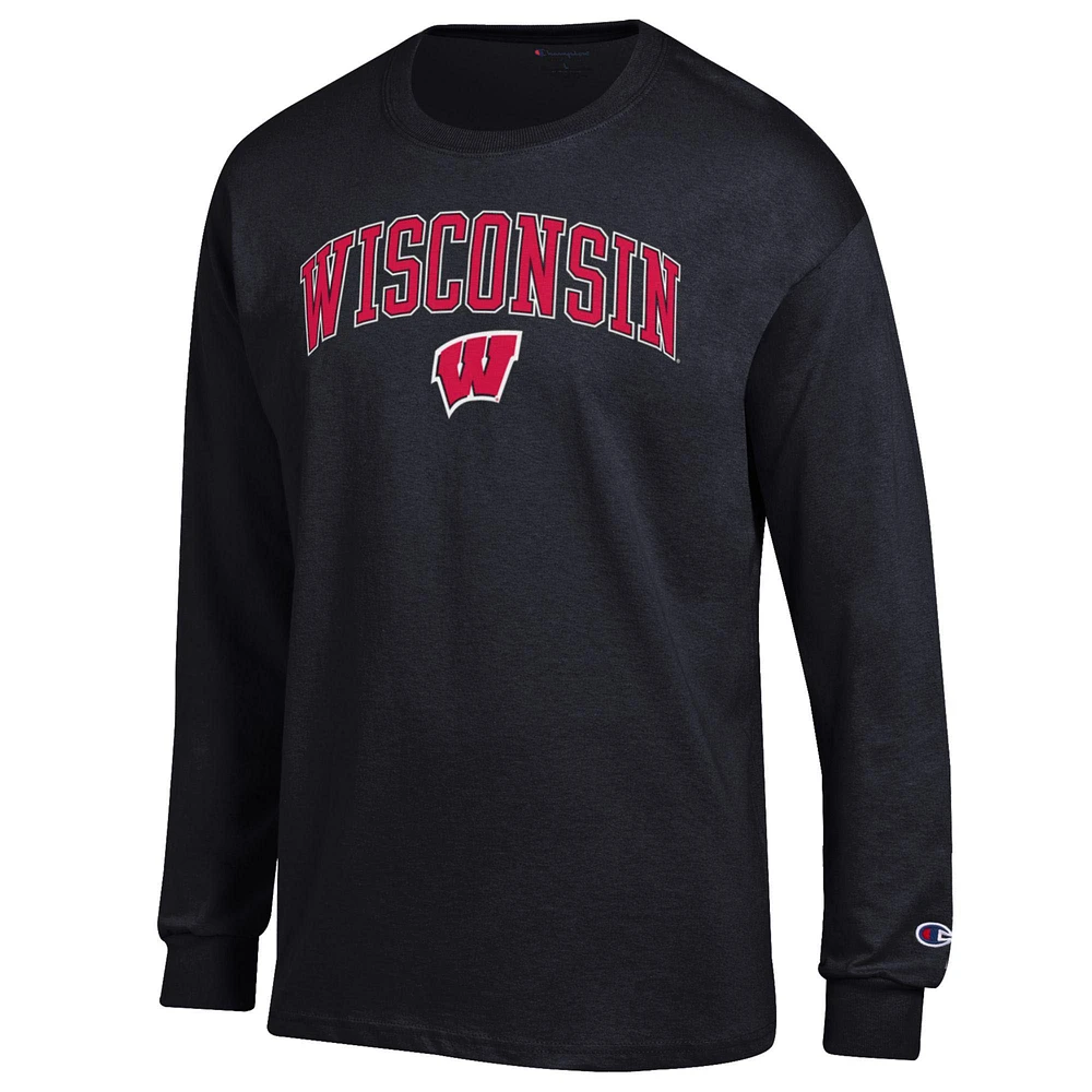 Men's Champion  Black Wisconsin Badgers Arch Over Logo Long Sleeve T-Shirt