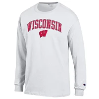 Men's Champion  White Wisconsin Badgers Arch Over Logo Long Sleeve T-Shirt
