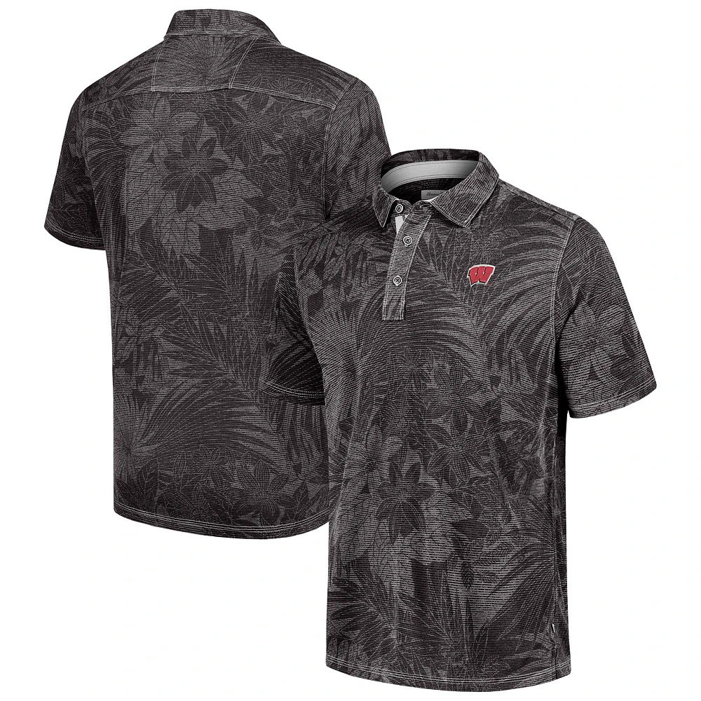 Men's Tommy Bahama  Black Wisconsin Badgers Sport Santiago Paradise Polo