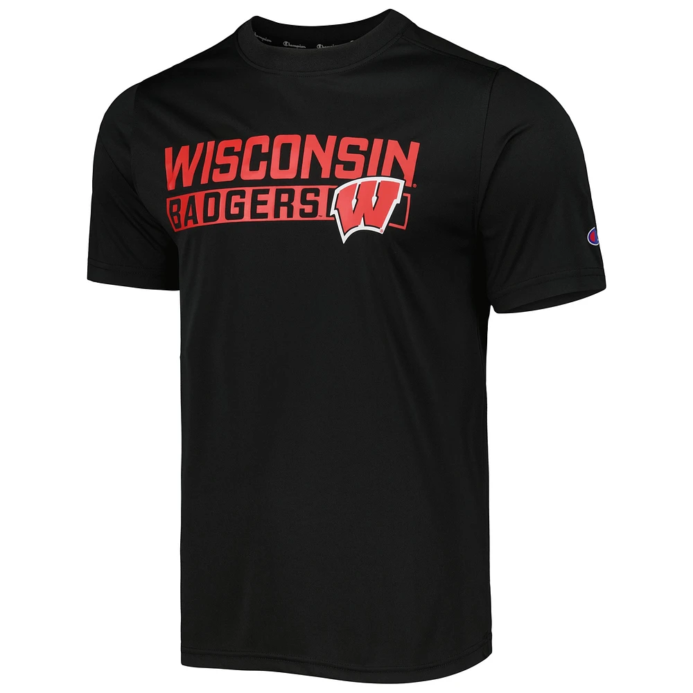 Men's Champion Black Wisconsin Badgers Impact Knockout T-Shirt