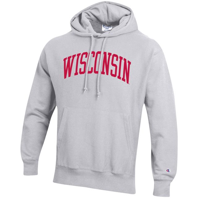 Chandail à capuchon armure inversée Champion Heathered Grey Wisconsin Badgers Team pour hommes