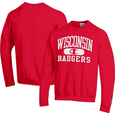 Sweat-shirt Champion Red Wisconsin Badgers Arch Pill pour homme