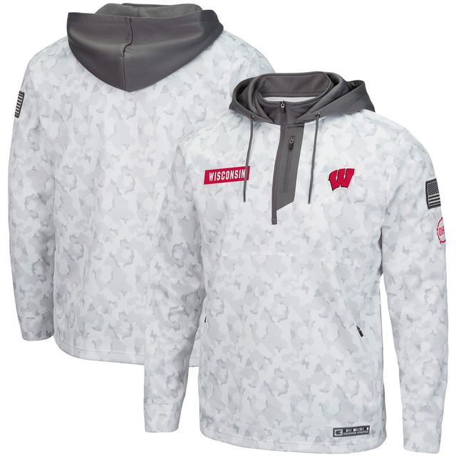 Sweat à capuche zippé pour homme Colosseum Arctic Camo Wisconsin Badgers OHT Military Appreciation