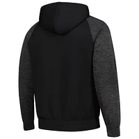 Men's Colosseum Black Wisconsin Badgers Blackout 3.0 Tonal Raglan Full-Zip Hoodie