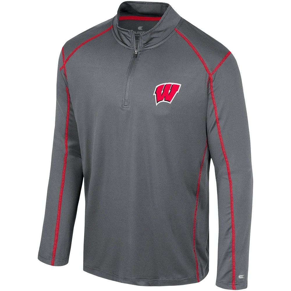 Men's Colosseum Black Wisconsin Badgers Cameron Quarter-Zip Windshirt