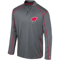 Men's Colosseum Black Wisconsin Badgers Cameron Quarter-Zip Windshirt