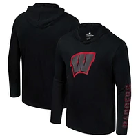 T-shirt à capuche manches longues et Colosseum Black Wisconsin Badgers pour hommes Color Pop Active Blend 2-Hit