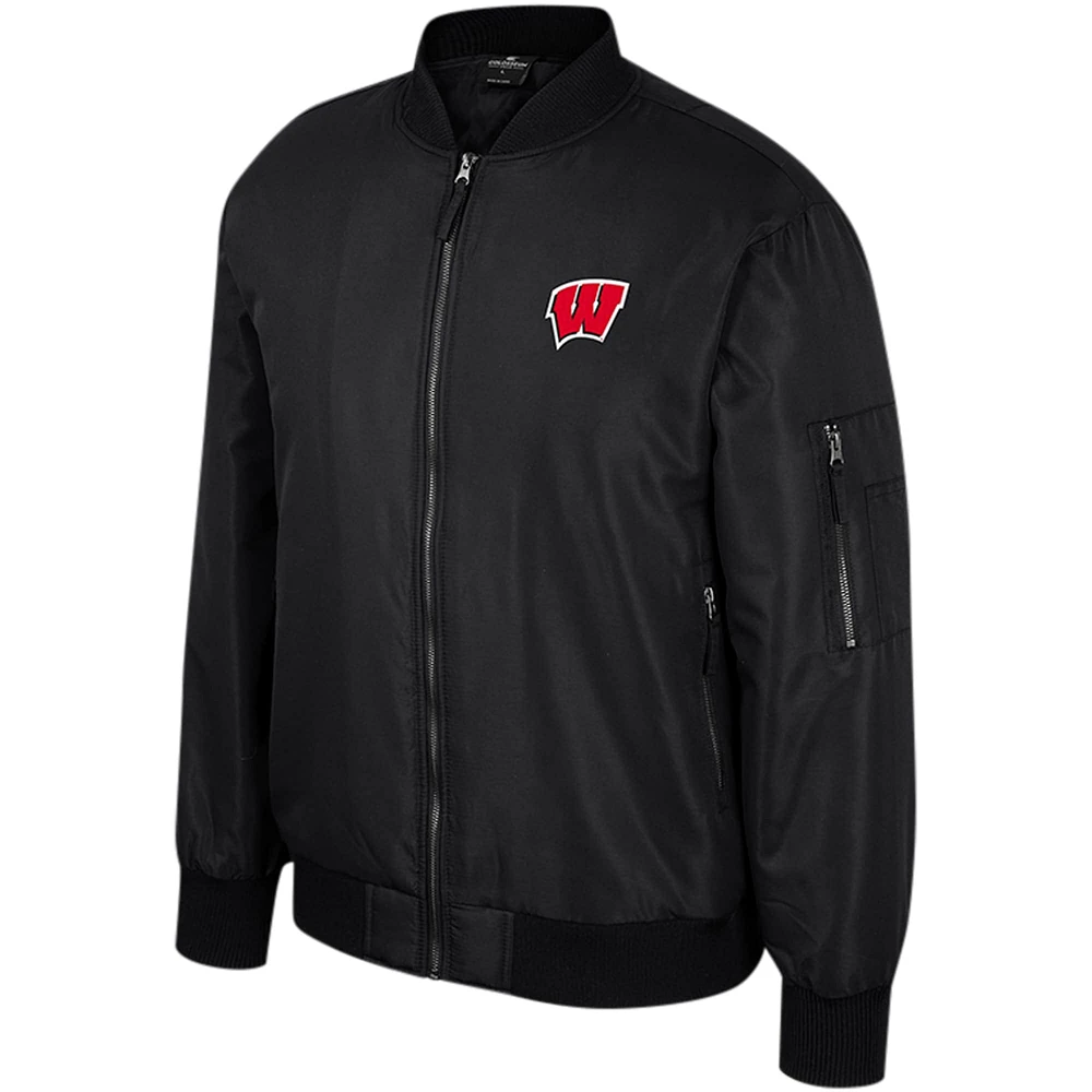 Men's Colosseum  Black Wisconsin Badgers Full-Zip Bomber Jacket