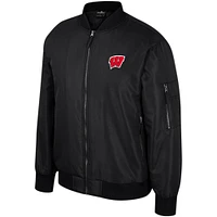 Men's Colosseum  Black Wisconsin Badgers Full-Zip Bomber Jacket