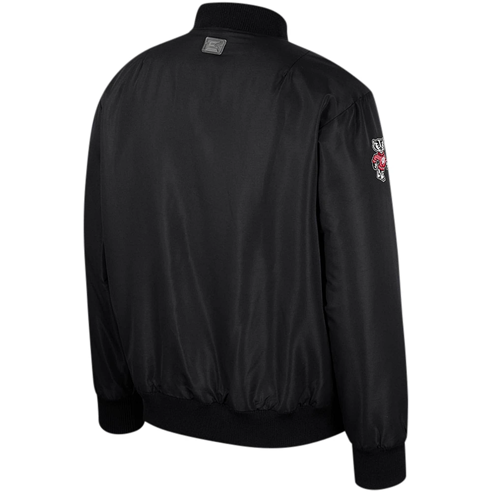 Men's Colosseum  Black Wisconsin Badgers Full-Zip Bomber Jacket