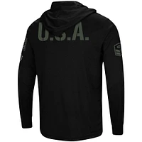 Men's Colosseum Black Wisconsin Badgers OHT Military Appreciation Hoodie Long Sleeve T-Shirt