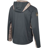 Men's Colosseum Charcoal Wisconsin Badgers OHT Military Appreciation Camo Raglan Full-Zip Hoodie