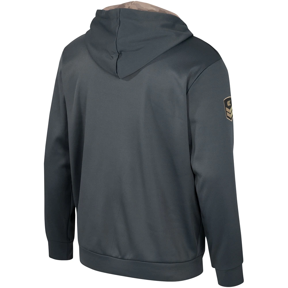 Men's Colosseum Charcoal Wisconsin Badgers OHT Military Appreciation Pullover Hoodie