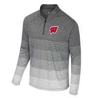 Men's Colosseum  Gray Wisconsin Badgers AI Striped Mesh Quarter-Zip Raglan Windshirt