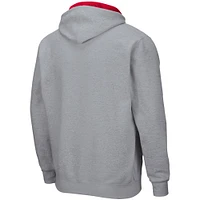 Men's Colosseum Heathered Gray Wisconsin Badgers Arch & Logo 3.0 Full-Zip Hoodie