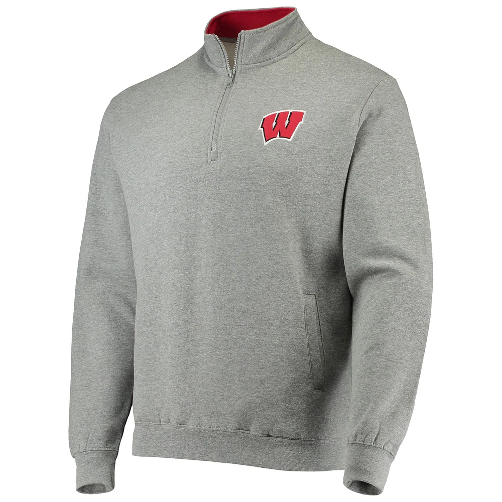 Men's Colosseum Heathered Gray Wisconsin Badgers Tortugas Team Logo Quarter-Zip Jacket