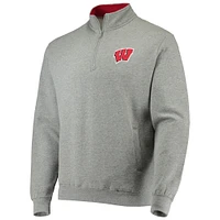 Men's Colosseum Heathered Gray Wisconsin Badgers Tortugas Team Logo Quarter-Zip Jacket