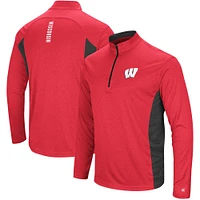 Colosseum Heathered Heather Red Wisconsin Badgers Audible Pull léger coupe-vent à glissière quart