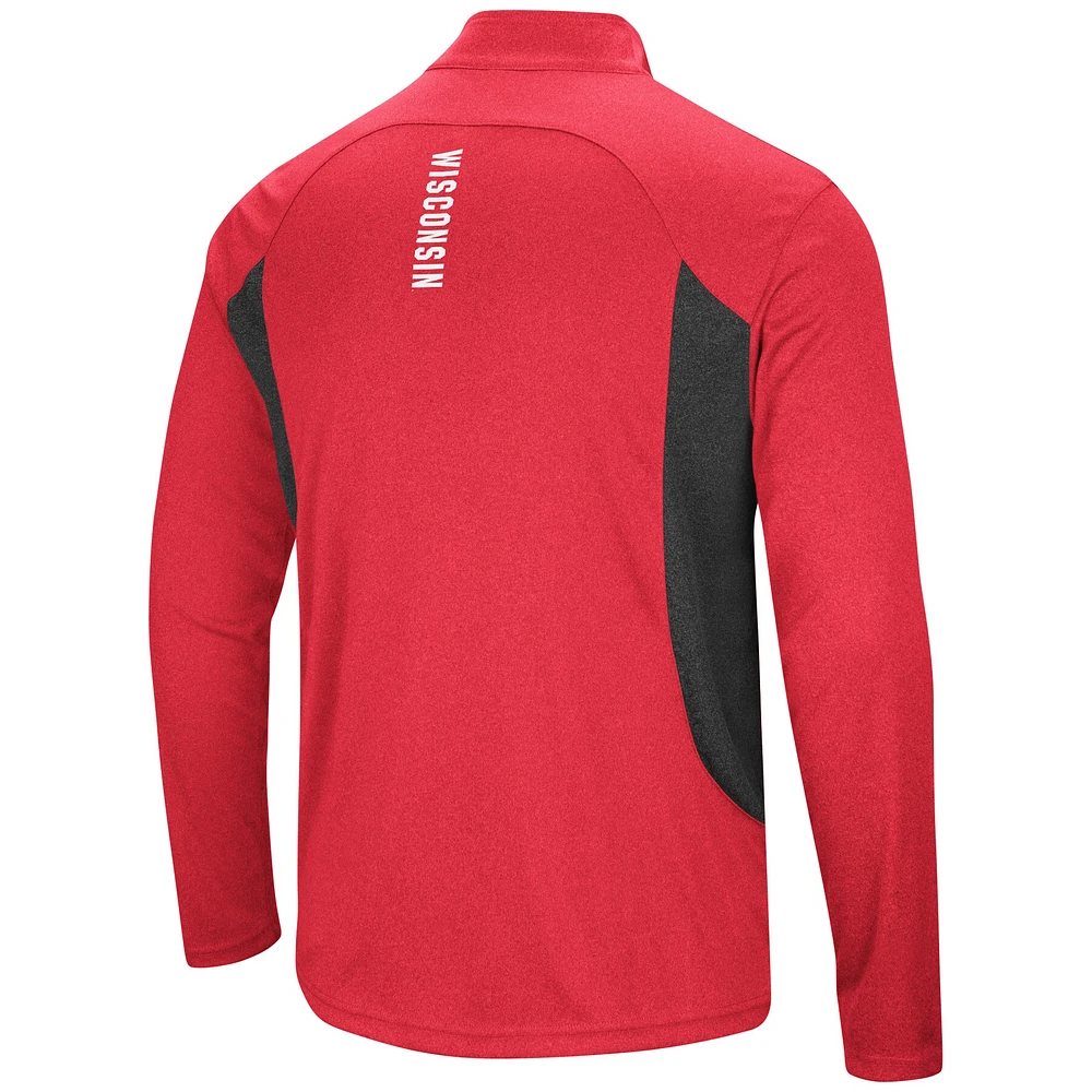 Colosseum Heathered Heather Red Wisconsin Badgers Audible Pull léger coupe-vent à glissière quart