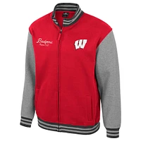 Men's Colosseum  Red Wisconsin Badgers Ambi-Turner Full-Zip Varsity Jacket