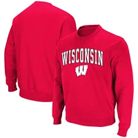 Men's Colosseum Red Wisconsin Badgers Arch & Logo Crew Neck Sweatshirt