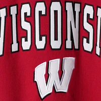 Men's Colosseum Red Wisconsin Badgers Arch & Logo Crew Neck Sweatshirt