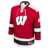 Men's Colosseum  Red Wisconsin Badgers Athletic Machine Fashion Hockey Jersey