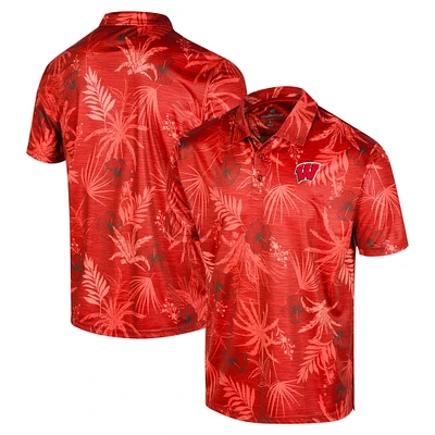 Polo pour hommes Colosseum Red Wisconsin Badgers Big & Tall Palms