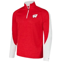 Men's Colosseum Red Wisconsin Badgers Langmore Raglan Quarter-Zip Top