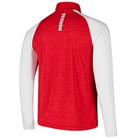 Men's Colosseum Red Wisconsin Badgers Langmore Raglan Quarter-Zip Top
