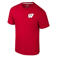 Men's Colosseum Wisconsin Badgers Logo Lockup 2-Hit Active Blend T-Shirt
