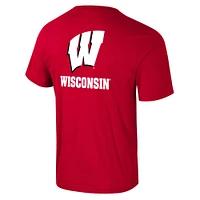 Men's Colosseum Wisconsin Badgers Logo Lockup 2-Hit Active Blend T-Shirt