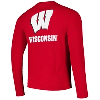 Men's Colosseum Red Wisconsin Badgers Logo Lockup 3-Hit Active Blend Long Sleeve T-Shirt