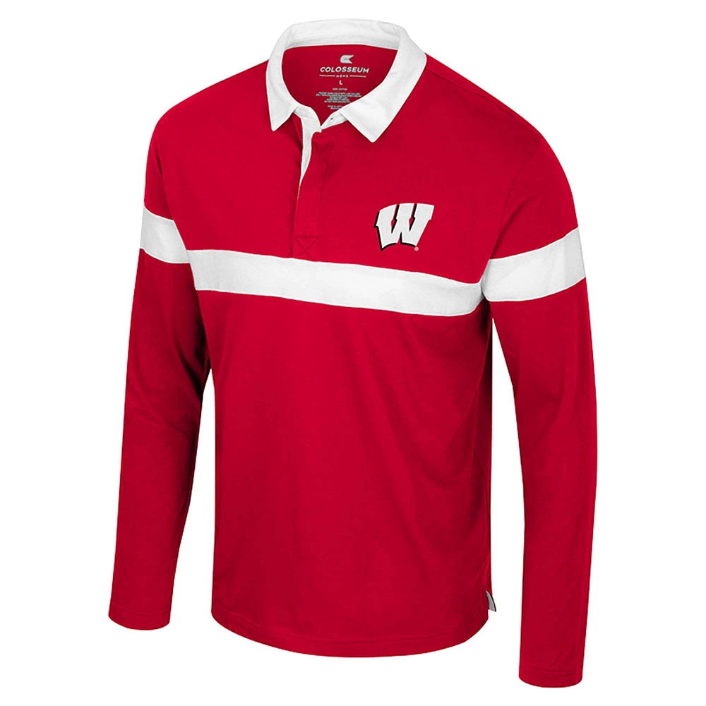 Men's Colosseum  Red Wisconsin Badgers Too Cool For School Long Sleeve Polo