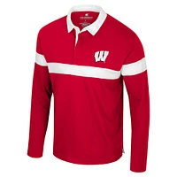 Men's Colosseum  Red Wisconsin Badgers Too Cool For School Long Sleeve Polo