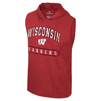 Men's Colosseum Red Wisconsin Badgers Varsity Sleeveless Hoodie Tank Top
