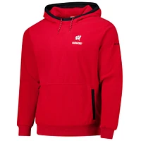 Men's  Columbia Red Wisconsin Badgers Flanker Fleece Pullover Hoodie
