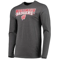 Men's Concepts Sport Red/Heathered Charcoal Wisconsin Badgers Meter Long Sleeve T-Shirt & Pants Sleep Set
