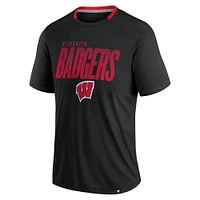Men's Fanatics Black Wisconsin Badgers Defender Fade Slant T-Shirt