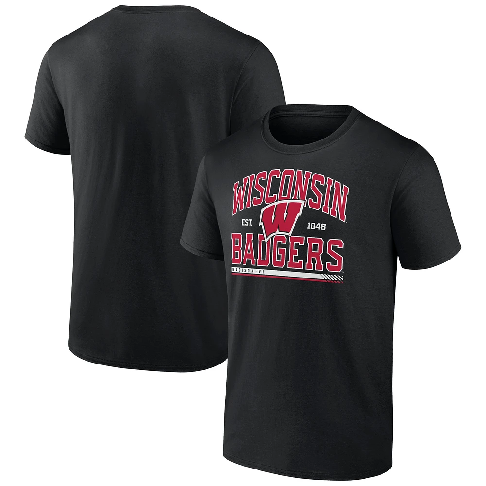 Men's Fanatics Black Wisconsin Badgers Modern Stack T-Shirt