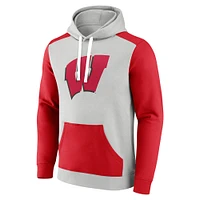 Men's Fanatics  Gray/Red Wisconsin Badgers Primary Arctic Pullover Hoodie