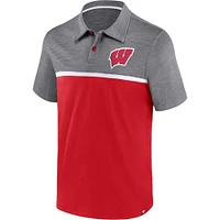 Men's Fanatics Red/Gray Wisconsin Badgers Polo