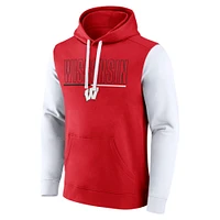 Men's Fanatics Red/White Wisconsin Badgers Outline Pullover Hoodie