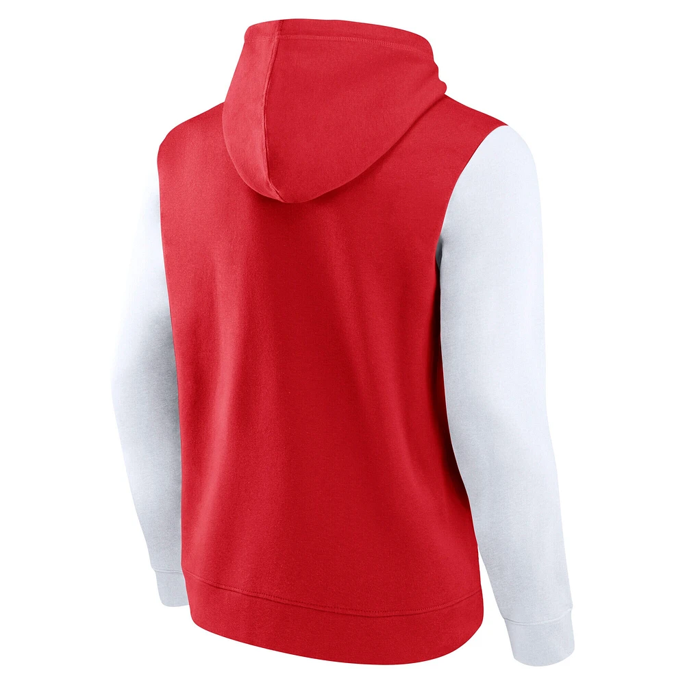 Men's Fanatics Red/White Wisconsin Badgers Outline Pullover Hoodie
