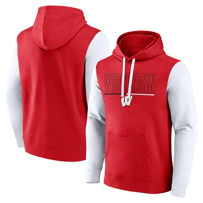 Men's Fanatics Red/White Wisconsin Badgers Outline Pullover Hoodie