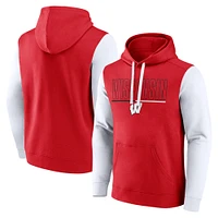 Men's Fanatics Red/White Wisconsin Badgers Outline Pullover Hoodie