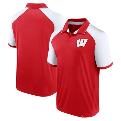 Polo Agility Raglan rouge pour hommes Fanatics Wisconsin Badgers