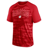 Men's Fanatics Red Wisconsin Badgers Arch Outline Raglan T-Shirt