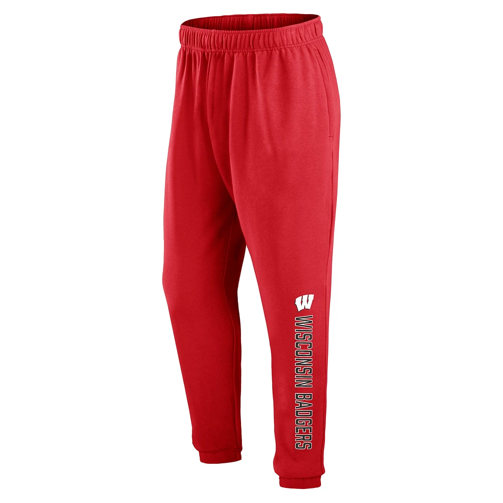 Men's Fanatics Red Wisconsin Badgers Chop Block Fleece Sweatpants