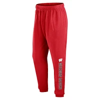 Men's Fanatics Red Wisconsin Badgers Chop Block Fleece Sweatpants